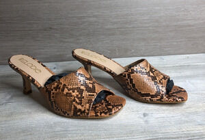 Elodie Open Toe Heel Sandals Women's Brown Black Print Size US 9 EU 40